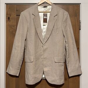 NWT Island Importer Mens 41 100% Linen Blazer Jacket Sport Coat Natural Beach